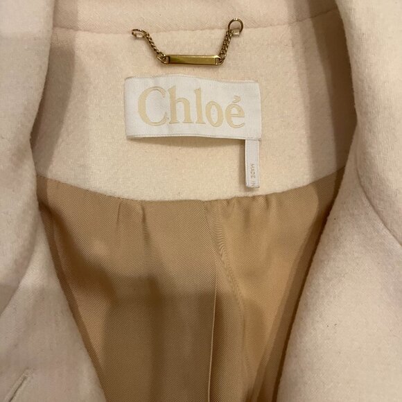 Chloe Ivory Women's  Virgin Wool Coat - Picture 2 of 5